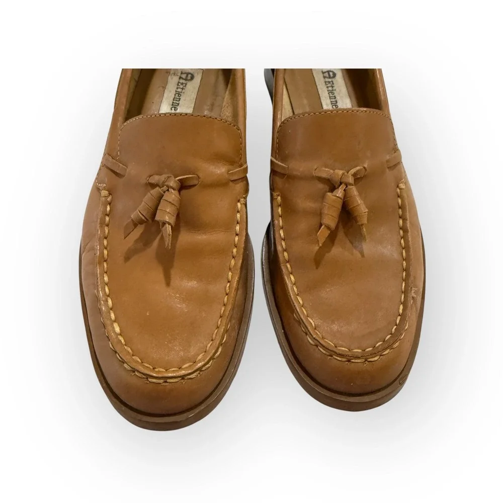Etienne Aigner Tan Leather Tassel‎ Loafer Shoes Womens Size 6.5